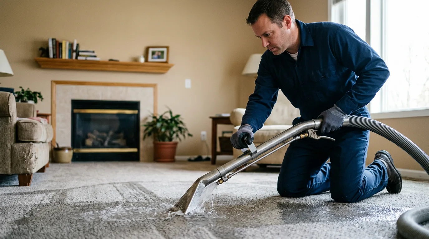 Water damage restoration technician working near East Pembroke, NY